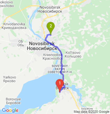 Маршрут из Бердска в Новосибирск