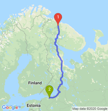 Маршрут из Мурманска в Санкт-Петербург