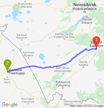 Маршрут из Барнаула в Павлодара