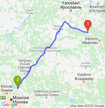 Маршрут из Писцово в Пушкино