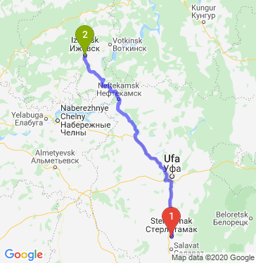 Маршрут из Стерлитамака в Ижевск