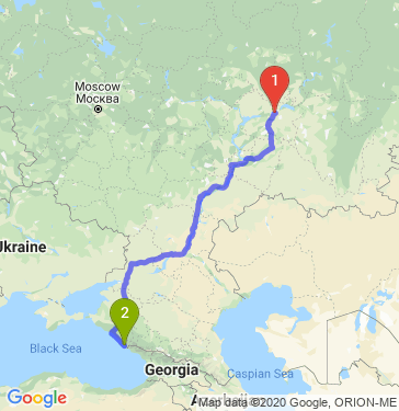 Маршрут из Нижнекамска в Сочи
