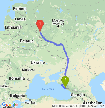 Маршрут из Смоленска в Сочи