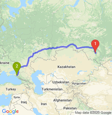 Маршрут из Барнаула в Краснодар