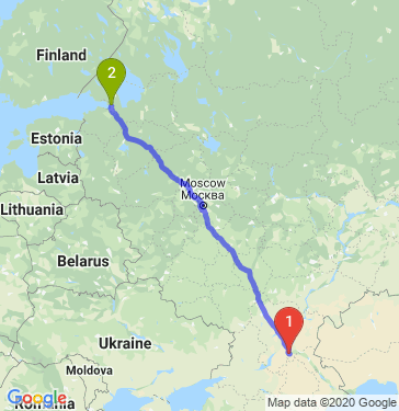 Маршрут из Волгограда в Санкт-Петербург