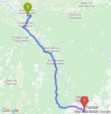 Маршрут из Томска в Колпашево