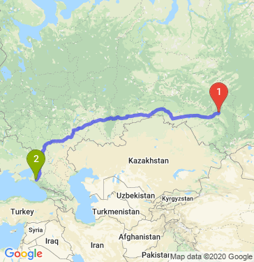 Маршрут из Юрги в Краснодар