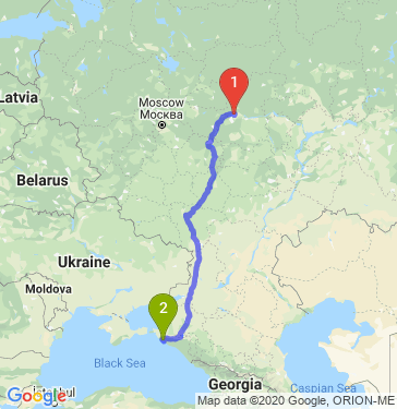 Маршрут из Дзержинска в Новороссийск
