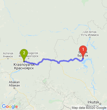 Маршрут из Братска в Красноярск