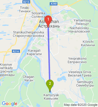 Маршрут из Астрахани в Волгаря