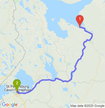 Маршрут из Северодвинска в Санкт-Петербург