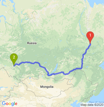 Маршрут из Якутска в Новосибирск