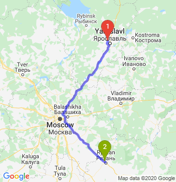 Маршрут из Ярославля в Рязань