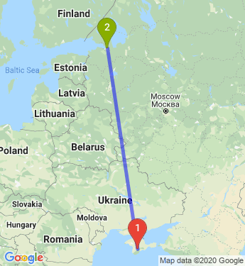 Маршрут из Симферополя в Санкт-Петербург