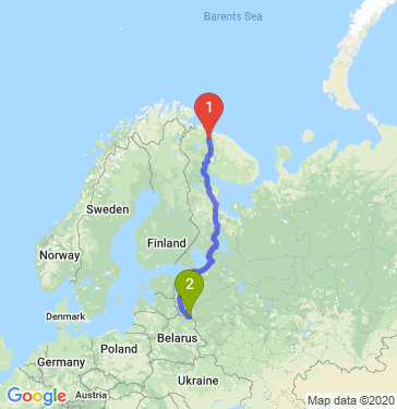 Маршрут из Мурманска в Невеля