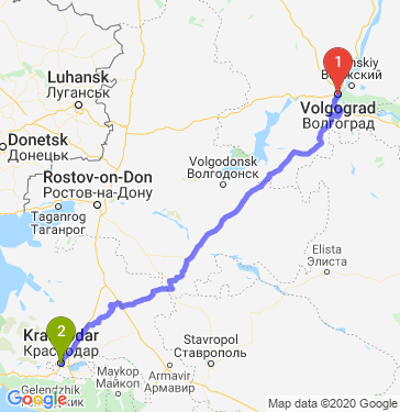 Маршрут из Волгограда в Краснодар