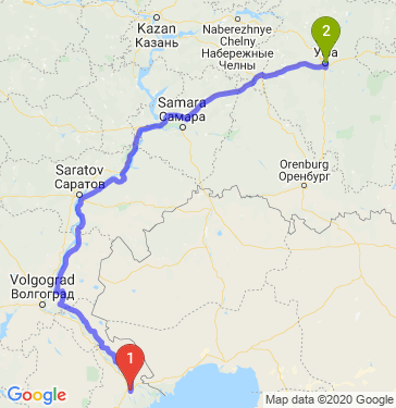 Маршрут из Астрахани в Уфу