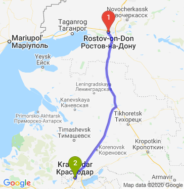 Маршрут из Ростова-на-Дону в Краснодар