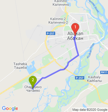 Маршрут из Абакана в Чапаево