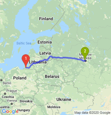 Маршрут из Калининграда в Москву