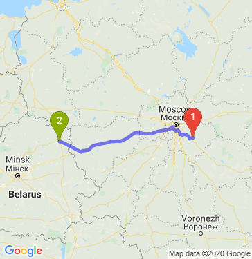 Маршрут из Воскресенска в Витебска
