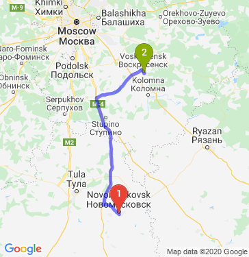 Маршрут из Новомосковска в Воскресенск