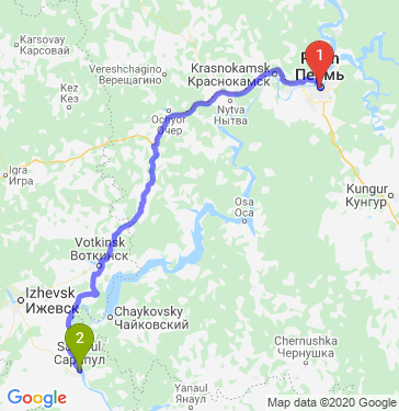 Маршрут из Перми в Сарапула