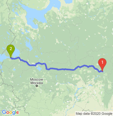 Маршрут из Перми в Санкт-Петербург