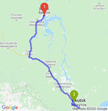 Маршрут из Братска в Иркутск