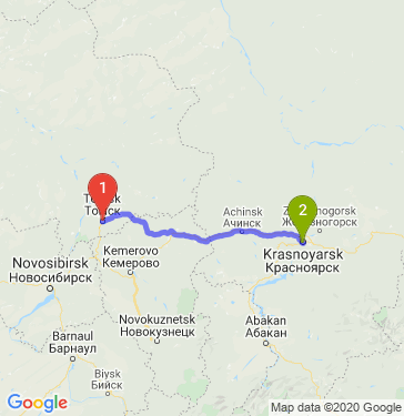Маршрут из Томска в Красноярск