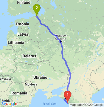 Маршрут из Сочи в Санкт-Петербург