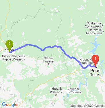 Маршрут из Перми в Киров