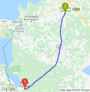 Маршрут из Пскова в Гатчину