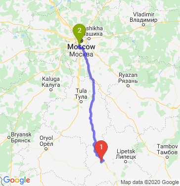 Маршрут из Ельца в Москву