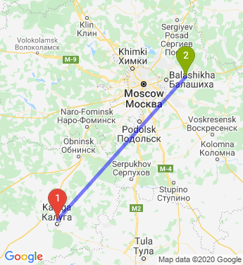 Маршрут из Калуги в Ногинский р-наш