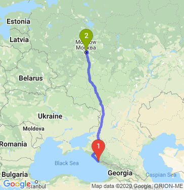 Маршрут из Сочи в Москву