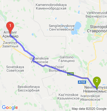 Маршрут из Армавира в Невинномысска