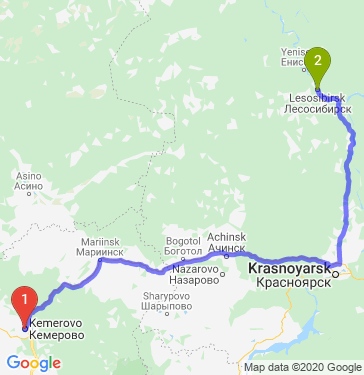 Маршрут из Кемерова в Лесосибирск
