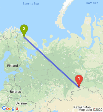 Маршрут из Кургана в Мурманск