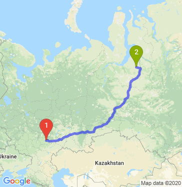 Маршрут из Пензы в Новый Уренгой