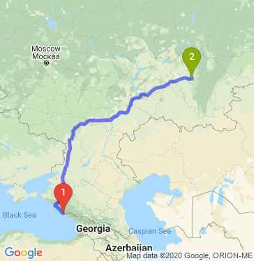 Маршрут из Сочи в Уфу