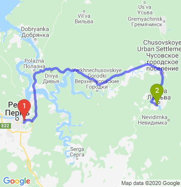 Маршрут из Перми в Лысьву