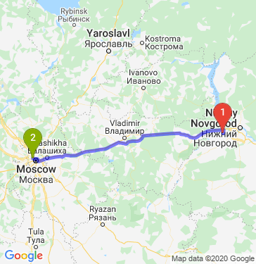Маршрут из Дзержинска в Москву