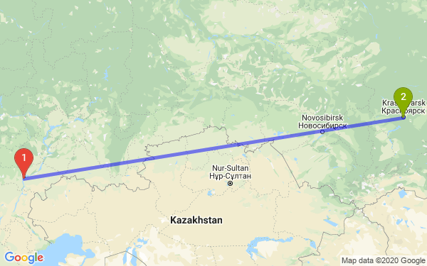 Маршрут из Саратова в Красноярск