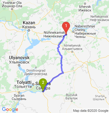 Маршрут из Нижнекамска в Самару