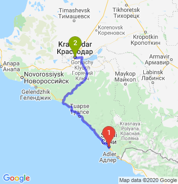 Маршрут из Сочи в Краснодар