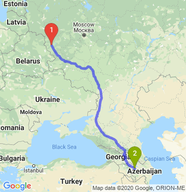 Маршрут из Смоленска в Гянджу