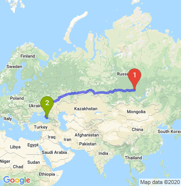 Маршрут из Братска в Сочи