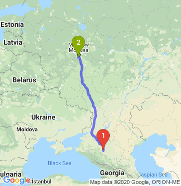 Маршрут из Ставрополя в Москву
