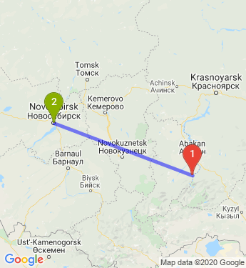Маршрут из Саяногорска в Новосибирск